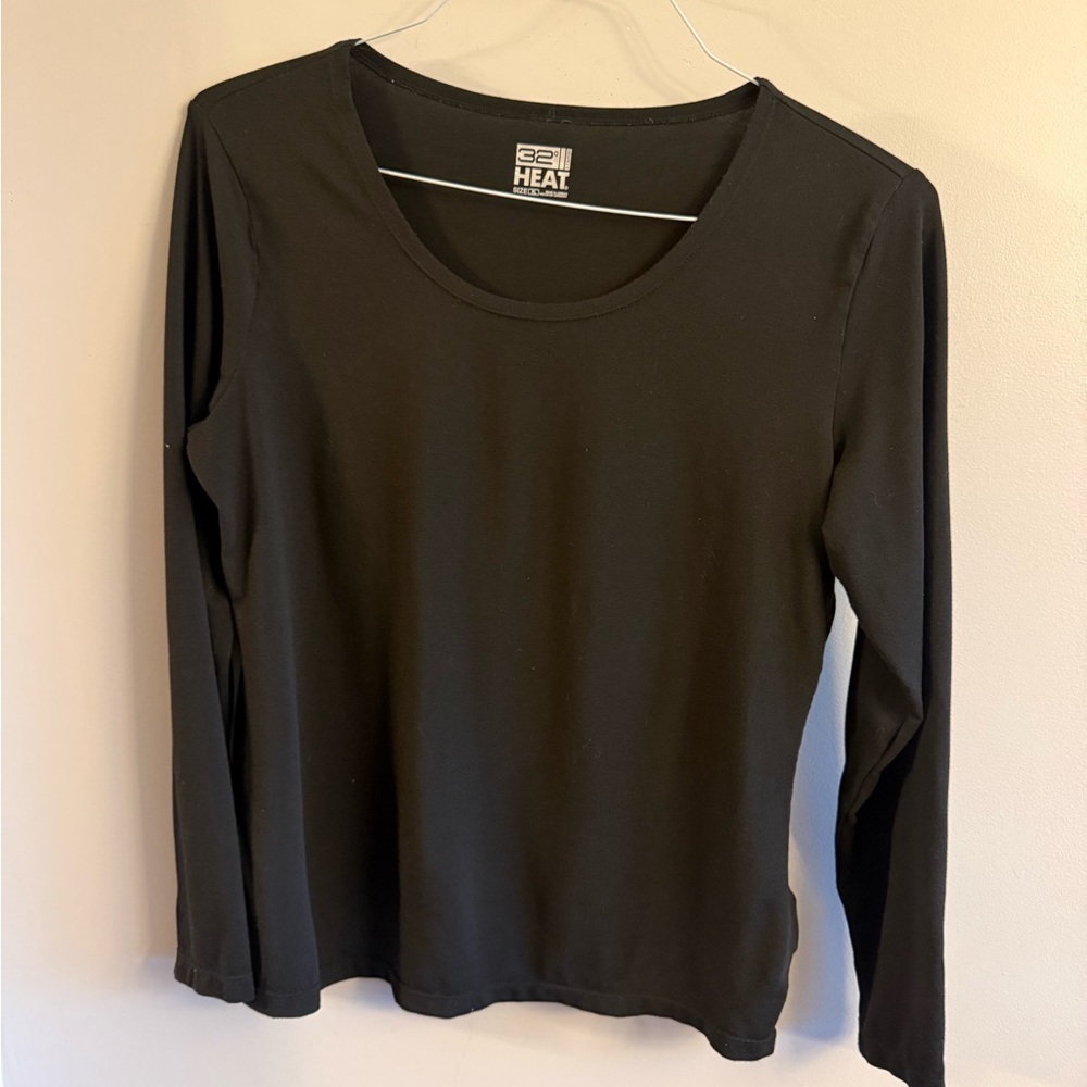 32 Degrees Heat Black Long Sleeve Scoop Neck Thermal Top XL